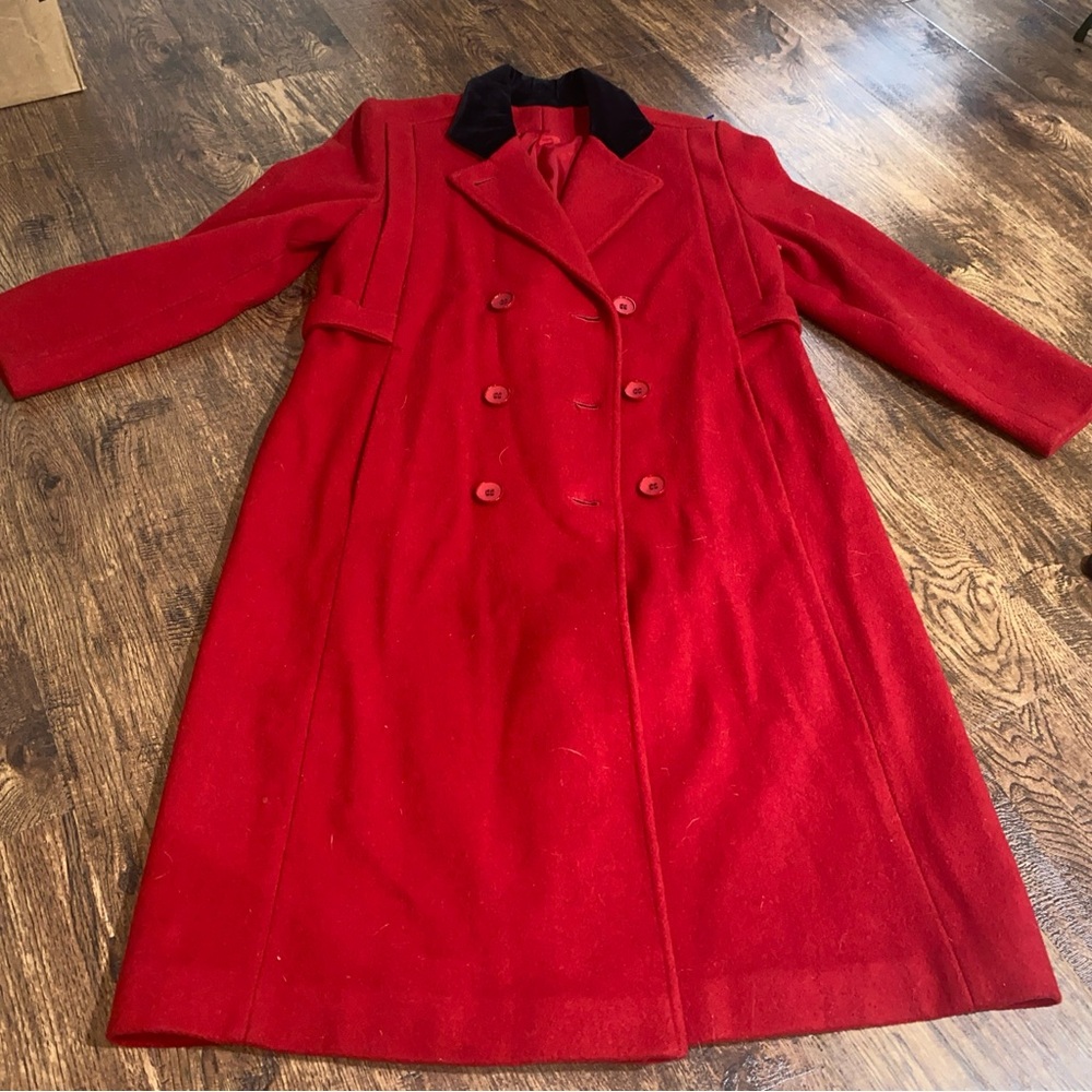 Vintage PROJECTIONS LTD WOOL RED TRENCHCOAT Medium Perfect For The Holidays